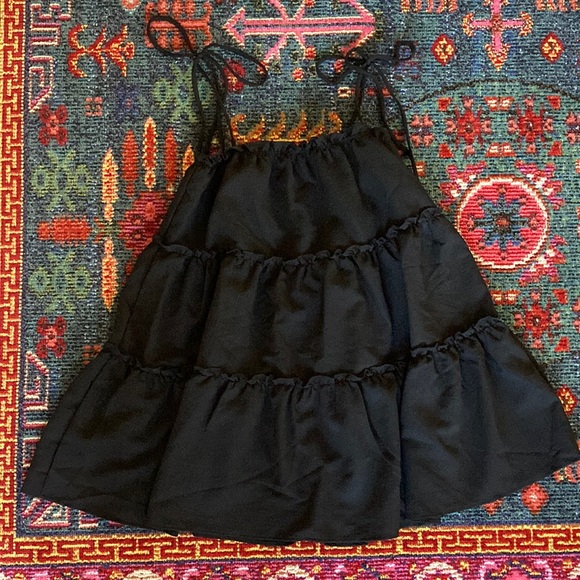 Black Tiered Ruffled Sundress - Picture 1 of 4